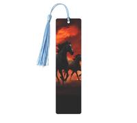 Marque-page en métal pour homme et femme - Marque-page personnalisé avec pampille - Chevaux et nuages lumineux - Cadeau d'anniversaire pour les amateurs de livres, les étudiants, les enseignants