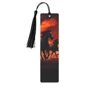 Marque-page en métal pour homme et femme - Marque-page personnalisé avec pampille - Chevaux et nuages lumineux - Cadeau d'anniversaire pour les amateurs de livres, les étudiants, les enseignants