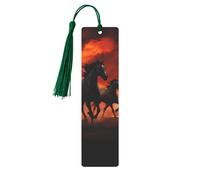 Marque-page en métal pour homme et femme - Marque-page personnalisé avec pampille - Chevaux et nuages lumineux - Cadeau d'anniversaire pour les amateurs de livres, les étudiants, les enseignants
