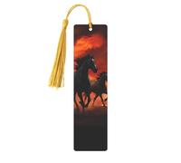 Marque-page en métal pour homme et femme - Marque-page personnalisé avec pampille - Chevaux et nuages lumineux - Cadeau d'anniversaire pour les amateurs de livres, les étudiants, les enseignants