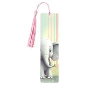 Marque-page en métal pour homme et femme - Marque-page personnalisé avec pampille - Joli éléphant - Cadeau d'anniversaire pour les étudiants et les enseignants