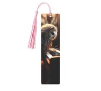 Marque-page en métal pour homme et femme - Marque-page personnalisé avec pampille - Motif hibou - Piano - Cadeau d'anniversaire pour les amateurs de livres, les étudiants, les enseignants