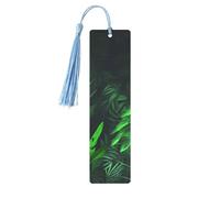 Marque-page en métal pour homme et femme - Marque-page personnalisé avec pampille - Motif plante tropicale de la jungle verte - Cadeau d'anniversaire pour les étudiants, les enseignants