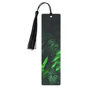 Marque-page en métal pour homme et femme - Marque-page personnalisé avec pampille - Motif plante tropicale de la jungle verte - Cadeau d'anniversaire pour les étudiants, les enseignants