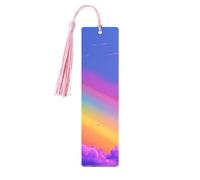 Marque-page en métal pour homme et femme - Marque-page personnalisé avec pendentif pompon arc-en-ciel - Esthétique pour les amateurs de livres, cadeau d'anniversaire, étudiants, enseignants