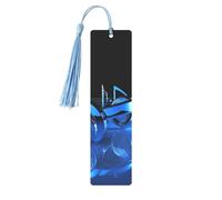 Marque-page en métal pour homme et femme - Marque-page personnalisé avec pompon - Bleu - Pour les amateurs de livres, cadeau d'anniversaire, étudiants, enseignants