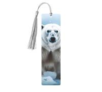 Marque-page en métal pour homme et femme - Marque-page personnalisé avec pompon - Ours polaire blanc - Cadeau d'anniversaire pour les étudiants, les enseignants