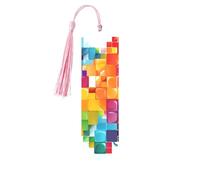 Marque-page en métal pour homme et femme - Motif cœur coloré - Marque-page unique fait à la main avec pompon - Marque-page en métal pour enseignants, cadeau d'anniversaire