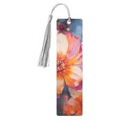 Marque-page en métal pour homme et femme - Motif fleurs vives - Marque-page unique fait à la main avec pompon - Marque-page en métal pour enseignants, cadeau d'anniversaire