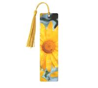 Marque-page en métal pour homme et femme, motif marguerite jaune, marque-page unique fait à la main avec pendentif en forme de pampille, marque-page en métal pour enseignants, cadeau d'anniversaire