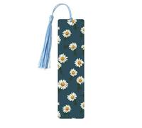 Marque-page en métal pour homme et femme - Petites marguerites - Marque-page unique fait à la main avec pompon - Marque-page en métal pour enseignants, cadeau d'anniversaire