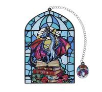Marque-page en verre teinté dragon - Cadeau fantaisie pour homme et femme - Accessoires de livre fantaisie, fournitures scolaires, papeterie de bureau, Halloween, Noël, cadeaux d'anniversaire (dragon