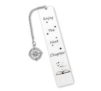 Marque-page « Enjoy The Next Chapter » - Cadeau de départ à la retraite pour femme - Pour les amateurs de lecture de livres - Accessoires de livre en métal - Marque cool - Happy Retirement - Noël