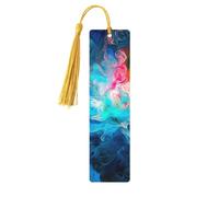 Marque-page esthétique en bois bleu pour hommes, femmes, enseignants, cadeau vintage fait à la main, marque-pages pour lecture, marque-pages à suspendre, étiquettes cadeaux, ornements en bois avec