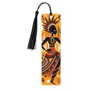 Marque-page ethnique en bois avec pompon pour femme dansante africaine - Marque-page pour femme et homme - Marque-page de lecture - Cadeau pour les amateurs de livres