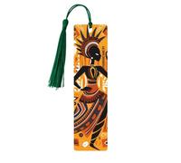 Marque-page ethnique en bois avec pompon pour femme dansante africaine - Marque-page pour femme et homme - Marque-page de lecture - Cadeau pour les amateurs de livres