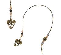 Marque-page fantaisie en forme d'épée de dragon - Chaîne en perles de cristal mystique et esthétique avec breloque dragon quatrième aile dragon pour les amateurs de livre, cadeau pour étudiant