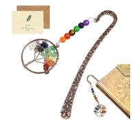 Marque page femme, 7 Chakras guérison cristal arbre de vie belle marque - page Vintage marque - page en métal pour les fans de livres, avec carte de voeux