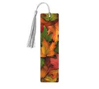 Marque-page feuille d'automne en bois avec pampille pour femme et homme - Marque-page de lecture - Cadeau pour les amateurs de livres