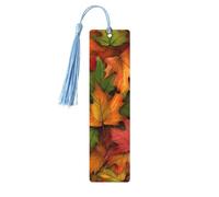 Marque-page feuille d'automne en bois avec pampille pour femme et homme - Marque-page de lecture - Cadeau pour les amateurs de livres