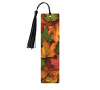 Marque-page feuille d'automne en bois avec pampille pour femme et homme - Marque-page de lecture - Cadeau pour les amateurs de livres