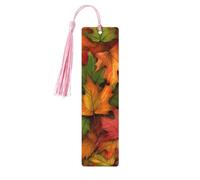 Marque-page feuille d'automne en bois avec pampille pour femme et homme - Marque-page de lecture - Cadeau pour les amateurs de livres