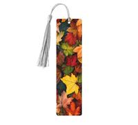 Marque-page feuilles d'automne en bois avec pompon pour femme et homme - Marque-page de lecture - Cadeau pour les amateurs de livres