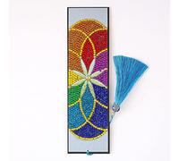 Marque Page Fleurs Colorées Diamond Painting Forme Spéciale Peinture Diamant 5d Complet Marque Pages Cuir avec Glands Broderie Diamant pour Adultes Débutants Bricolage