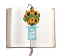 Marque-page floral fabriqué à la main - Marque-page unique en résine de fleurs séchées - Marque-page unique fait à la main - Marque-page élégant en forme de bouquet de fleurs sauvages avec pompon