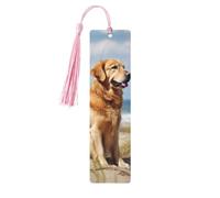 Marque-page Golden Retriever avec pompons, marque-page en bois pour homme et femme, fait à la main pour les amateurs de livres, marqueurs de page de lecture, étiquettes en bois, ornements, cadeaux