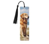 Marque-page Golden Retriever avec pompons, marque-page en bois pour homme et femme, fait à la main pour les amateurs de livres, marqueurs de page de lecture, étiquettes en bois, ornements, cadeaux