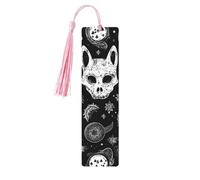 Marque-page gothique en bois motif tête de mort chat lune décoration parfaite pour les amateurs d'étudiants de lecture club de lecture