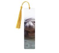 Marque-page hippopotame mignon en bois pour les amateurs de livres, marque de livre en bois fait à la main avec pompon, marqueurs de page de lecture, étiquettes cadeaux en bois pour décorations