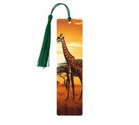 Marque-page imprimé silhouette de girafes mignons en bois pour homme et femme