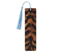 Marque-page imprimé tigre en bois avec pompon pour femme et homme - Marque-page de lecture - Cadeau pour les amateurs de livres