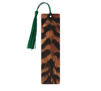 Marque-page imprimé tigre en bois avec pompon pour femme et homme - Marque-page de lecture - Cadeau pour les amateurs de livres