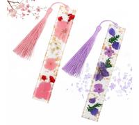 Marque page, Lot de 2 Marque-pages en Résine, Marque-Page Fleurs Sechees Transparente avec Gland, Signets Naturels Fleurs Pressées, Marque Page Fleurs pour les Amateurs de Lecturemarque-pages