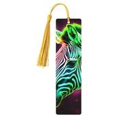 Marque-page lumineux en bois zébré pour les amateurs de livres, fait à la main avec pompons colorés, marque-page imprimés double face, accessoires de livre artistique, cadeau pour homme et femme