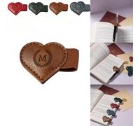 Marque-page magnétique en cuir avec porte-stylo, 26 lettres nom, initiale, marque-page personnalisé en forme de cœur pour lecteurs amateurs de livres, joli marque-page en cuir bygone pour femmes