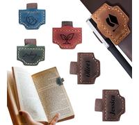 Marque-page Magnétique en Cuir Personnalisé - Gravure Nom Initiales Texte- Cadeau Unique pour Lecteurs, Femme, Homme, Enfant, Noël, Anniversaire (Marque-page icône)