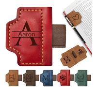 Marque Page Magnetique Personnalisable Prenom Marque-Page Aimanté Cuir Personnalisé en Cuir avec Porte-Stylo Personnalisée Cadeaux pour Femmes Hommes et Enfants