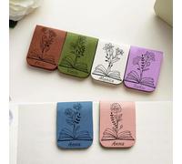 Marque-Page Magnétique Personnalisé En PU Marque-Page En cuir Floral Personnalisé avec nom et Fleur de Naissance Marque-pages Magnétiques sur Mesure Pour Femmes Hommes Lecteurs Amateurs (Style 2)