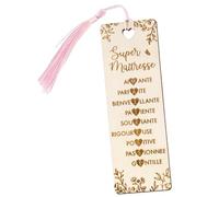Marque Page Maîtresse en Bois Signet Professeur Super Maîtresse Marque Page Personnalisé Rectangulaire avec Frange Cadeau Fin d'Année Scolaire École pour Enseignante Fête Retraite Anniversaire Noël
