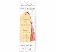 Marque-Page Maman en Bois Gravé - Idée Fête des Mères - Cadeau Enfant pour Maman - Marque Page Original avec Pompon et Carte à Signer - Émotion Anniversaire