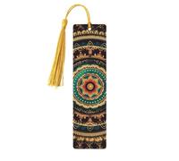 Marque-page mandala en bois avec pendentif en forme de pompon unique fait à la main - Marqueur de livre pour les amateurs de livres - Ornement idéal pour un cadeau d'anniversaire