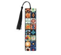 Marque-page marocain en bois avec motif de fleurs mandala, idéal pour les amoureux des livres, les étudiants, les enseignants, les lecteurs et les écrivains.