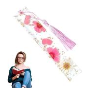 Marque-page - Marque-pages en résine époxy Daisy séchée translucide avec pompon | Marque-page créatif pour , femmes, enseignants et élèves, Papeterie scolaire