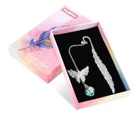 Marque Page Metal, Idee Cadeau Noel Marque Page Plumes avec Papillon 3D et Boite Cadeau Noel Calendrier de l'avent pour Femme Enseignants Anniversaire