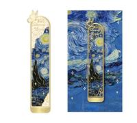 Marque-Page Métal Original - Inspiré par "The Starry Night" - Marque Page Livre Élégant et Durable - Idée Cadeau Maîtresse d'École - Marque-Pages Artistique et Unique