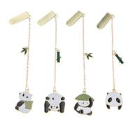 Marque-page Métallique Panda 4 Pièces en Alliage, Signets Décoratifs